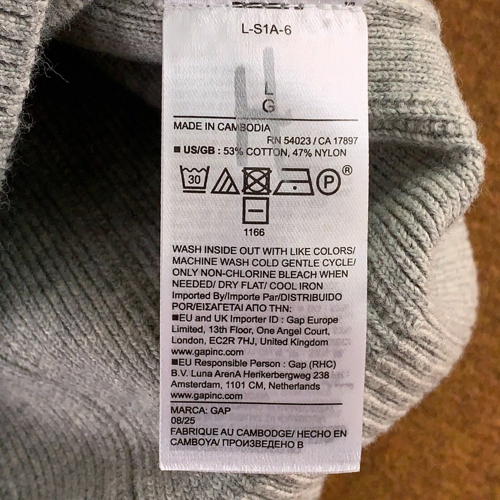 Gap Mens SIze Large Heather Gray CashSoft Rib Knit Crew Neck Sweater New - Picture 5 of 10